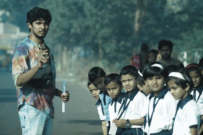 Young actors during a shoot